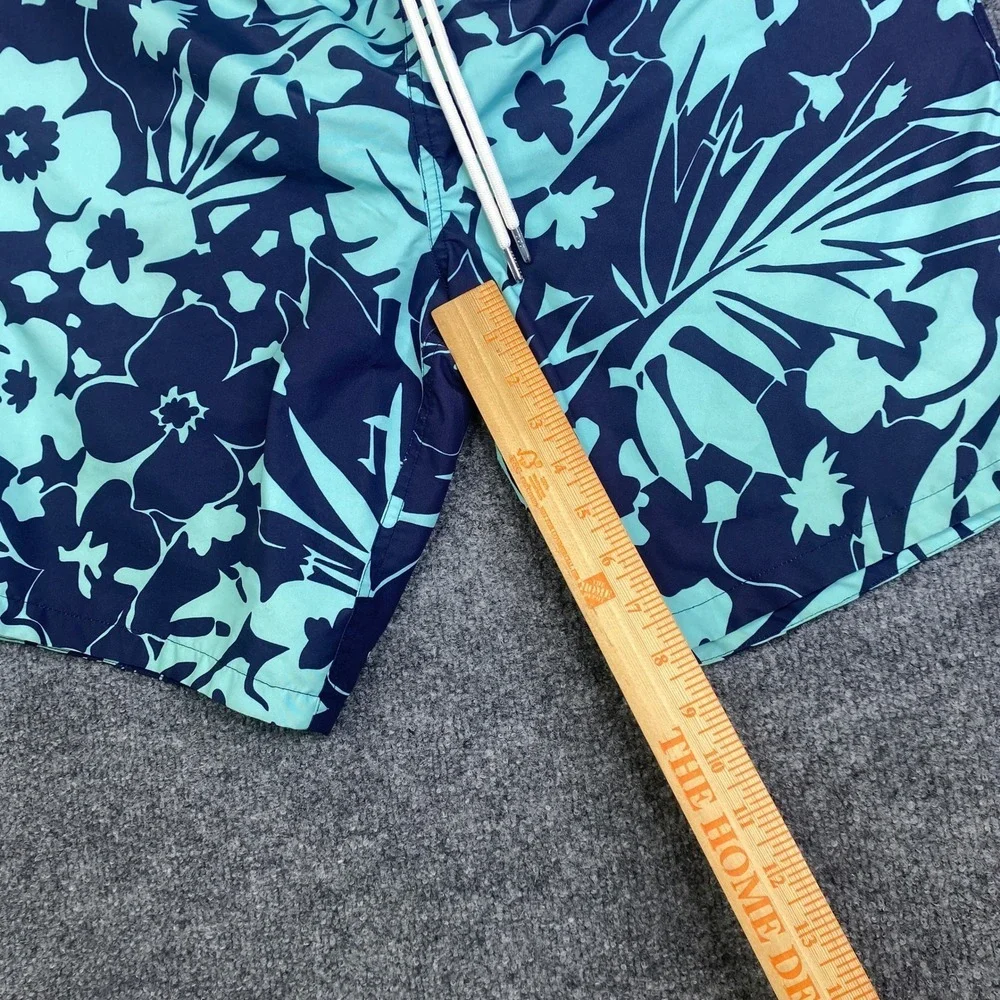 Bonobos Mens 9 Inch Swim Trunks Blue Mint Green Tropical Floral Shorts Size M